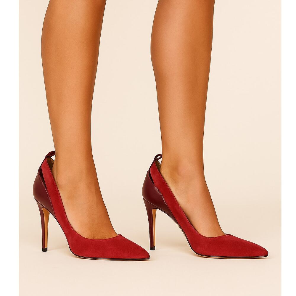 IRO Burgundy Suede & Leather Cutout Pumps – Women’s Size 37 (US 6.5)